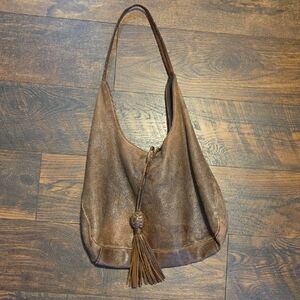 Banana Republic Brown Leather Tassel Hobo Bag